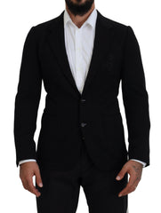 Dolce & Gabbana Black Wool Crown Slim Fit Jacket Blazer -   -  Dolce & Gabbana.