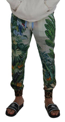 Dolce & Gabbana White Floral Printed Men Jogger Pants -   -  Dolce & Gabbana.