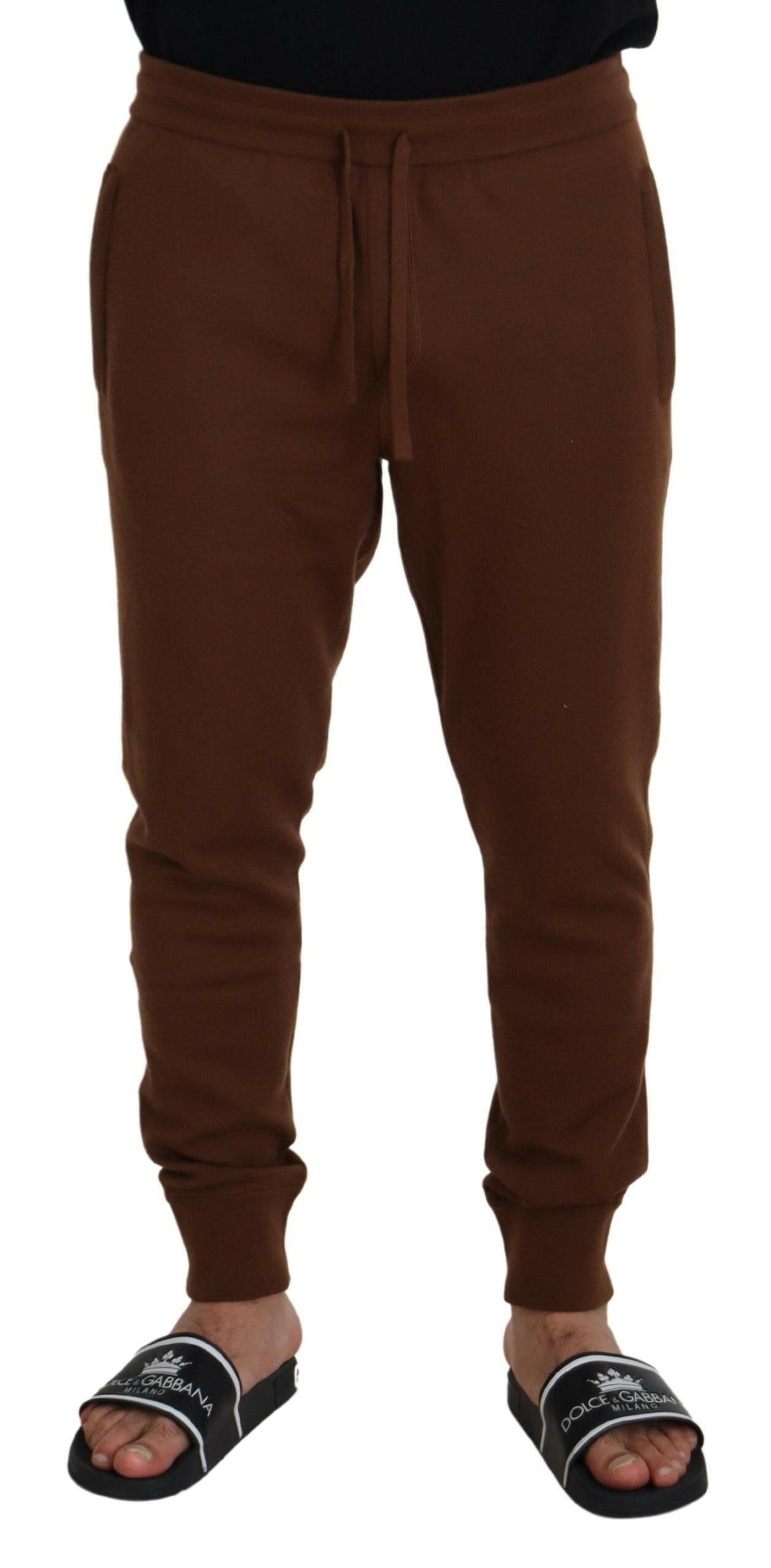 Dolce & Gabbana Brown Cashmere Men Drawstring Jogger Pants -   -  Dolce & Gabbana.