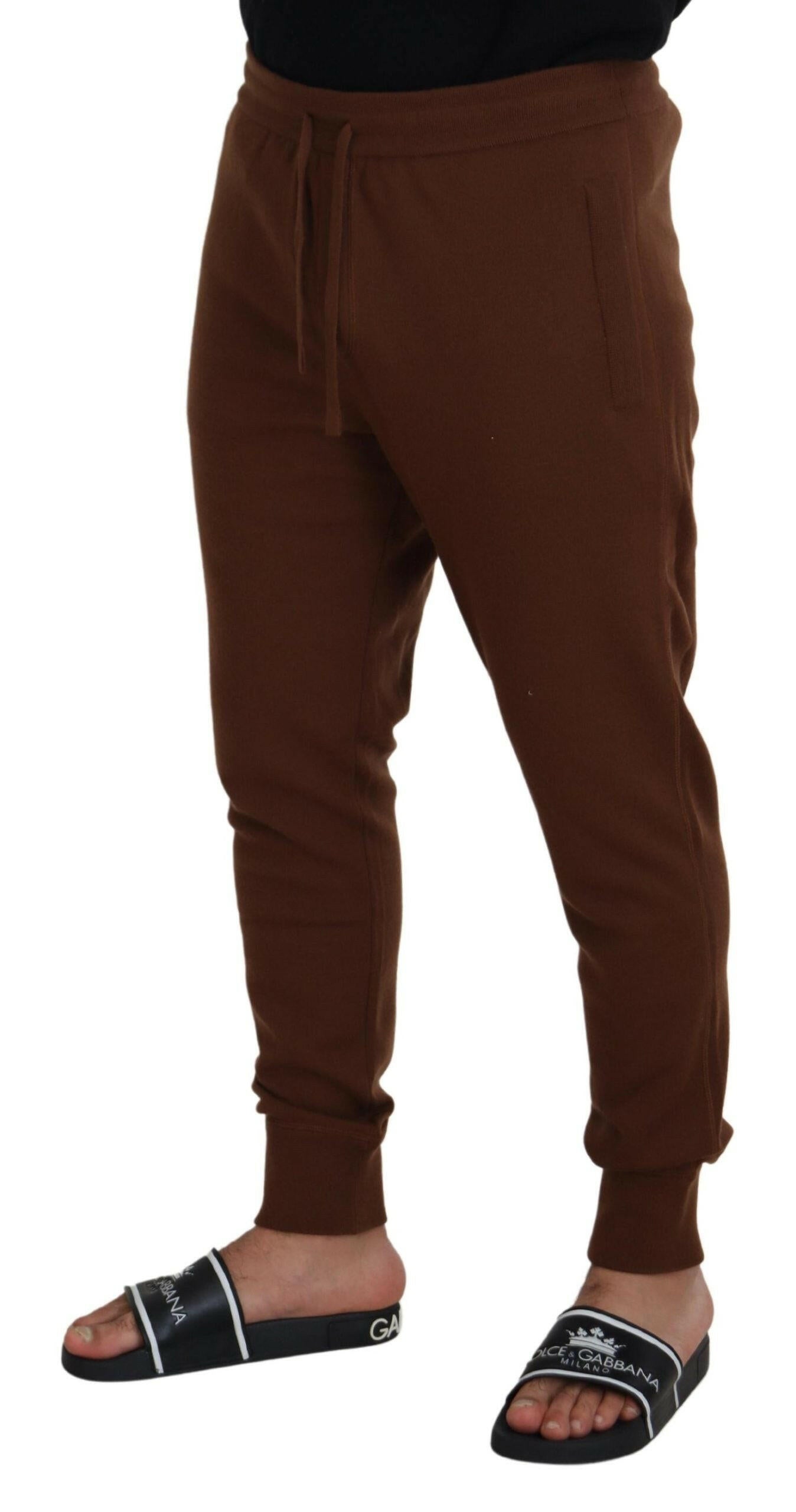 Dolce & Gabbana Brown Cashmere Men Drawstring Jogger Pants -   -  Dolce & Gabbana. Dolce & Gabbana Brown Cashmere Men Drawstring Jogger Pants -   -  Dolce & Gabbana.