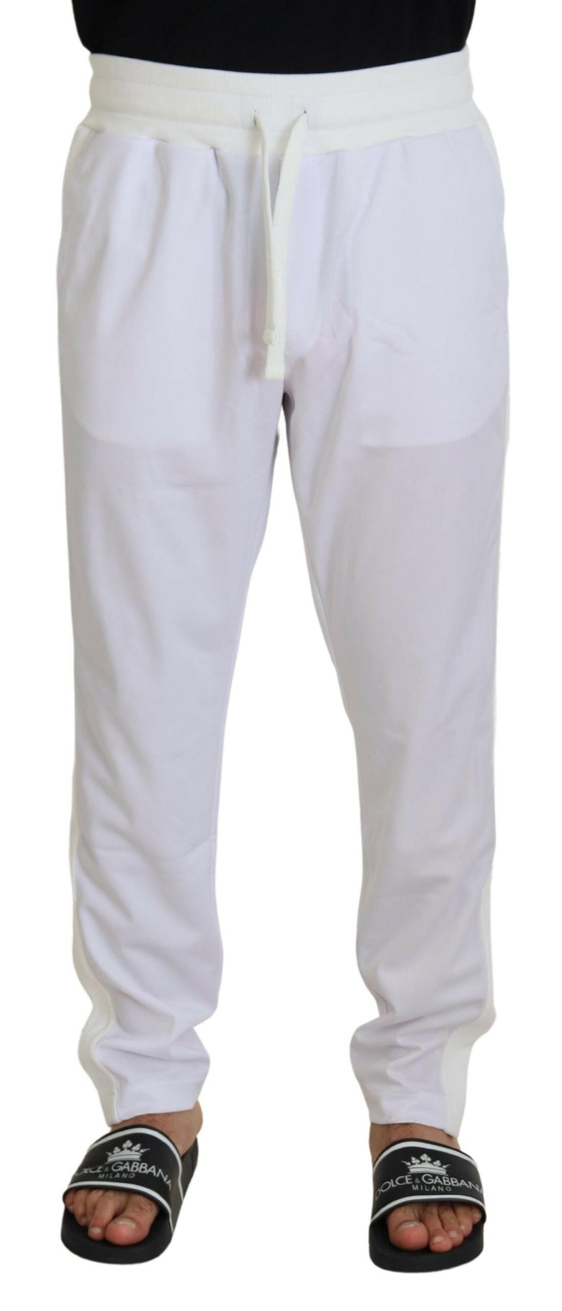 Dolce & Gabbana White Polyester Crown Logo Jogger Pants -   -  Dolce & Gabbana.