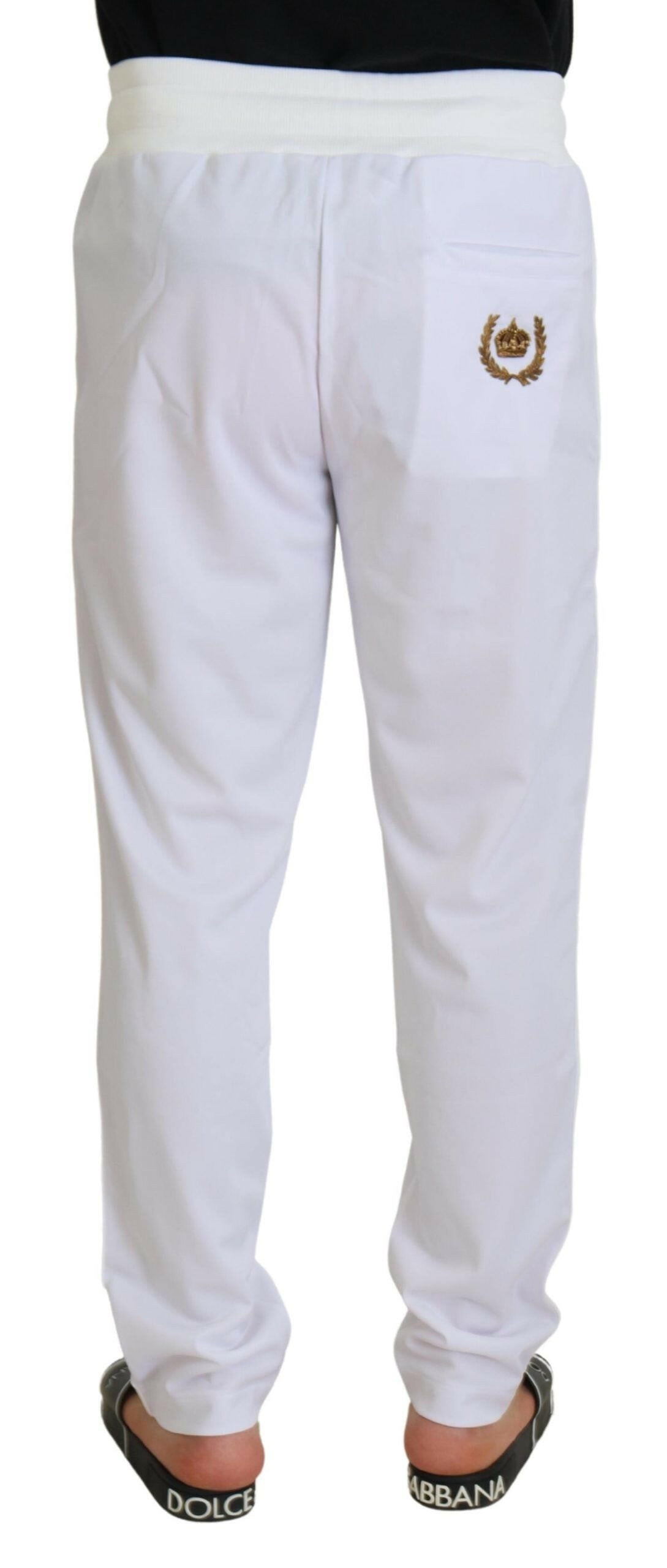 Dolce & Gabbana White Polyester Crown Logo Jogger Pants -   -  Dolce & Gabbana. Dolce & Gabbana White Polyester Crown Logo Jogger Pants -   -  Dolce & Gabbana.