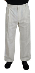 Dolce & Gabbana White Cotton Striped Formal Pants -   -  Dolce & Gabbana.