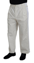 Dolce & Gabbana White Cotton Striped Formal Pants -   -  Dolce & Gabbana.