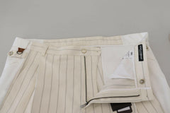 Dolce & Gabbana White Cotton Striped Formal Pants -   -  Dolce & Gabbana.