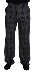 Dolce & Gabbana Gray Checkered Mid Waist Men Pants -   -  Dolce & Gabbana.