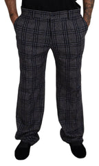 Dolce & Gabbana Gray Checkered Mid Waist Men Pants -   -  Dolce & Gabbana.