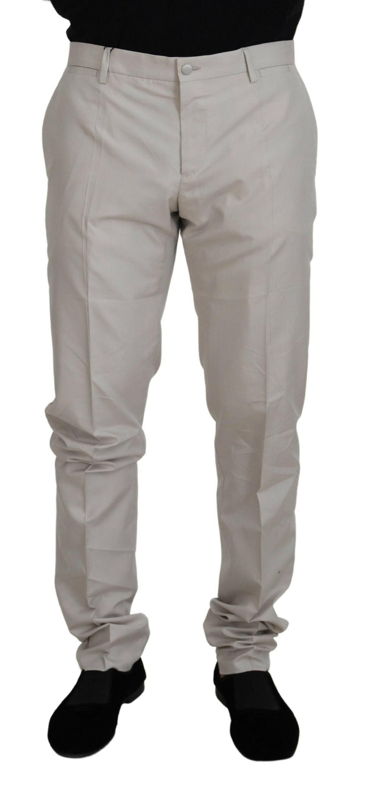 Dolce & Gabbana Off White Silk Mid Waist Chino Pants -   -  Dolce & Gabbana.