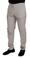 Dolce & Gabbana Off White Silk Mid Waist Chino Pants -   -  Dolce & Gabbana.