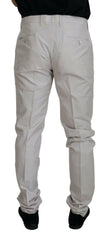 Dolce & Gabbana Off White Silk Mid Waist Chino Pants -   -  Dolce & Gabbana.