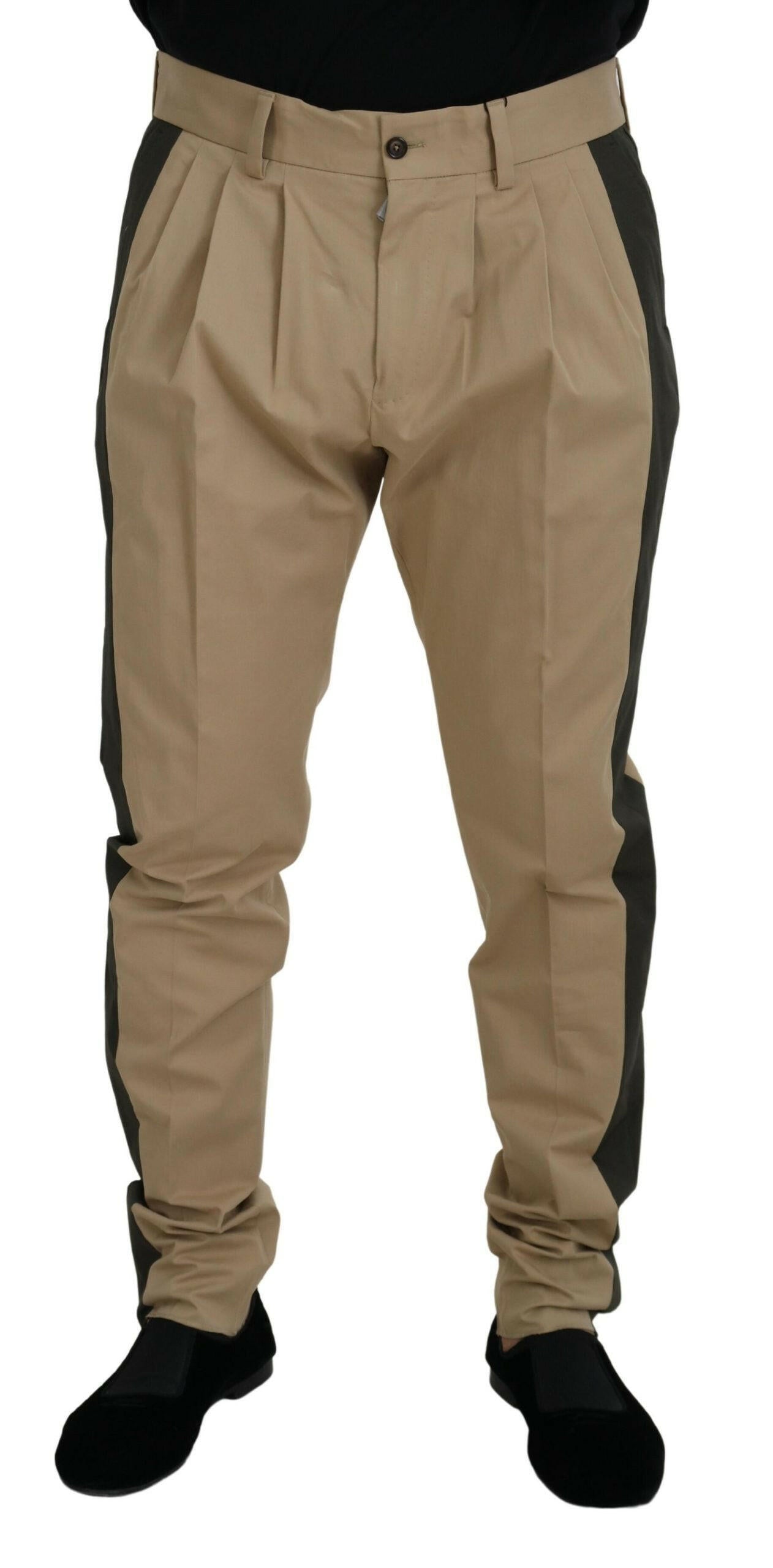 Dolce & Gabbana Brown Black Cotton Chino Men Pants -   -  Dolce & Gabbana.
