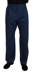 Dolce & Gabbana Blue Cotton Straight Fit Pants -   -  Dolce & Gabbana.
