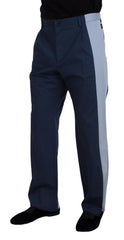 Dolce & Gabbana Blue Cotton Straight Fit Pants -   -  Dolce & Gabbana.