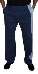 Dolce & Gabbana Blue Cotton Straight Fit Pants -   -  Dolce & Gabbana.