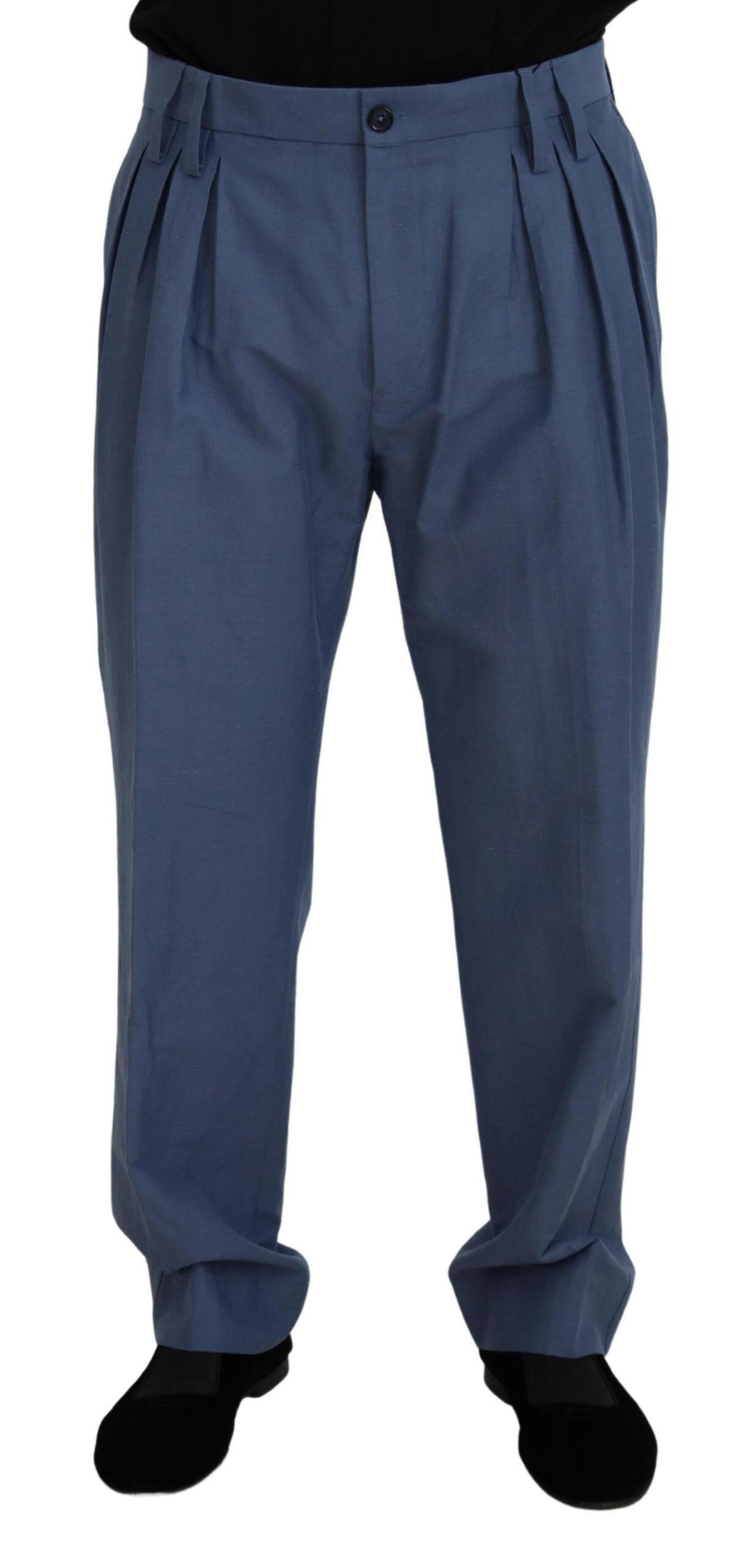 Dolce & Gabbana Blue Linen Chino Men Formal Pants -   -  Dolce & Gabbana.