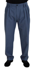 Dolce & Gabbana Blue Linen Chino Men Formal Pants -   -  Dolce & Gabbana.