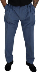 Dolce & Gabbana Blue Linen Chino Men Formal Pants -   -  Dolce & Gabbana.