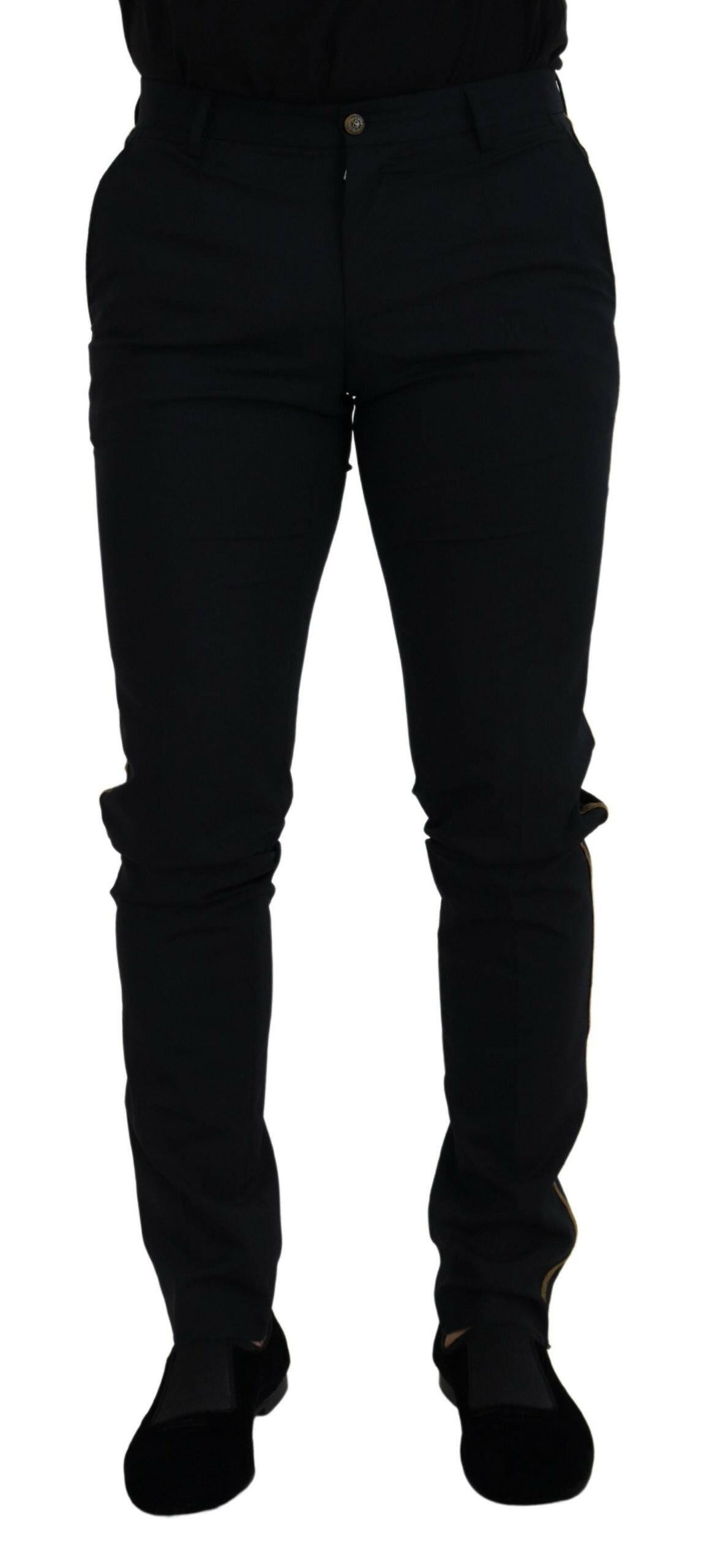 Dolce & Gabbana Black Wool Slim Formal Pants -   -  Dolce & Gabbana.