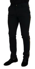 Dolce & Gabbana Black Wool Slim Formal Pants -   -  Dolce & Gabbana.
