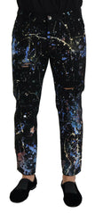 Dolce & Gabbana Black Cotton Color Splash Print Denim Jeans -   -  Dolce & Gabbana.