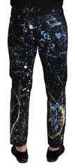 Dolce & Gabbana Black Cotton Color Splash Print Denim Jeans -   -  Dolce & Gabbana.