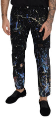 Dolce & Gabbana Black Cotton Color Splash Print Denim Jeans -   -  Dolce & Gabbana.
