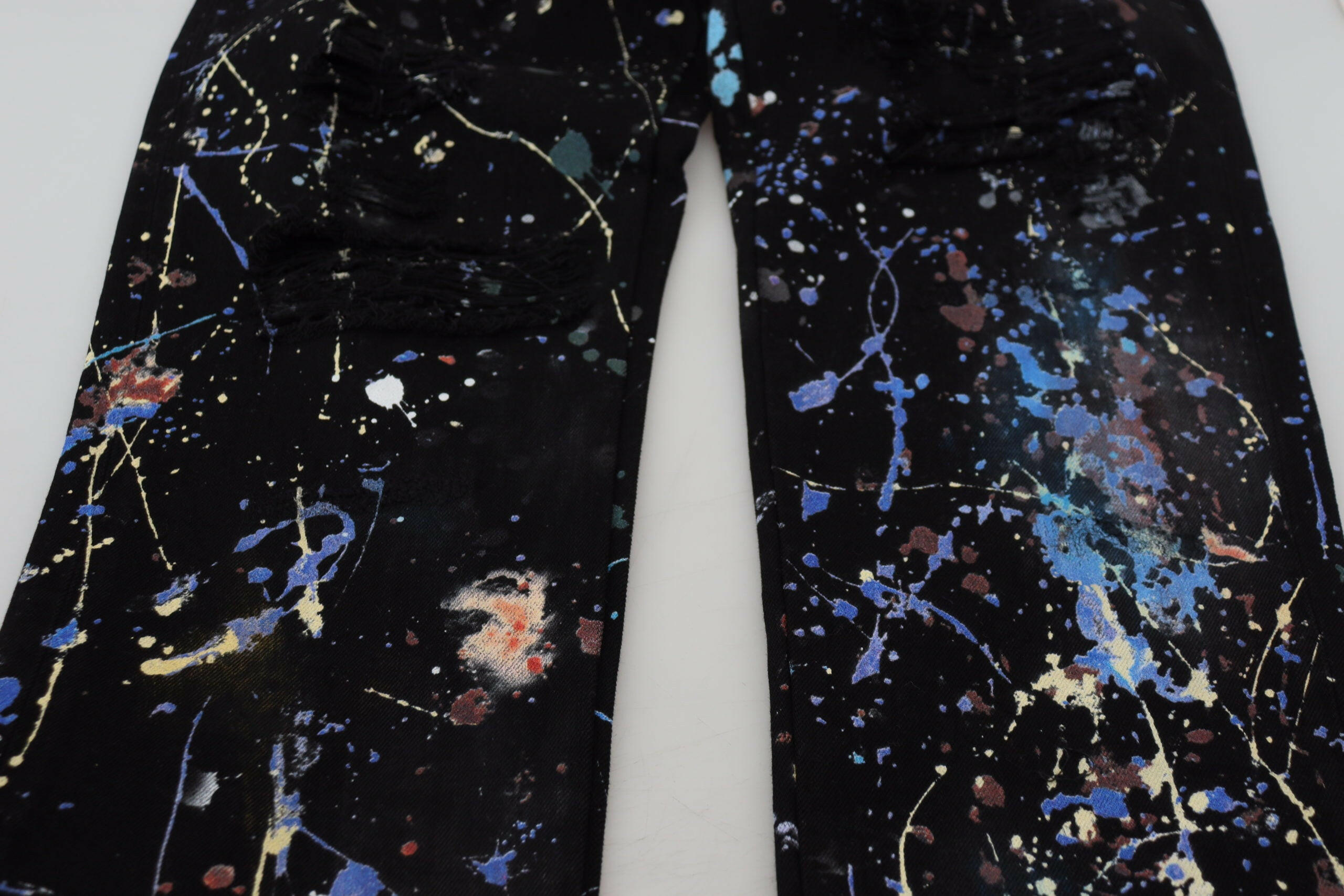 Dolce & Gabbana Black Cotton Color Splash Print Denim Jeans -   -  Dolce & Gabbana. Dolce & Gabbana Black Cotton Color Splash Print Denim Jeans -   -  Dolce & Gabbana.