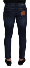 Dolce & Gabbana Blue Cotton Studded Low Waist Denim Jeans -   -  Dolce & Gabbana.