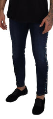 Dolce & Gabbana Blue Cotton Studded Low Waist Denim Jeans -   -  Dolce & Gabbana.