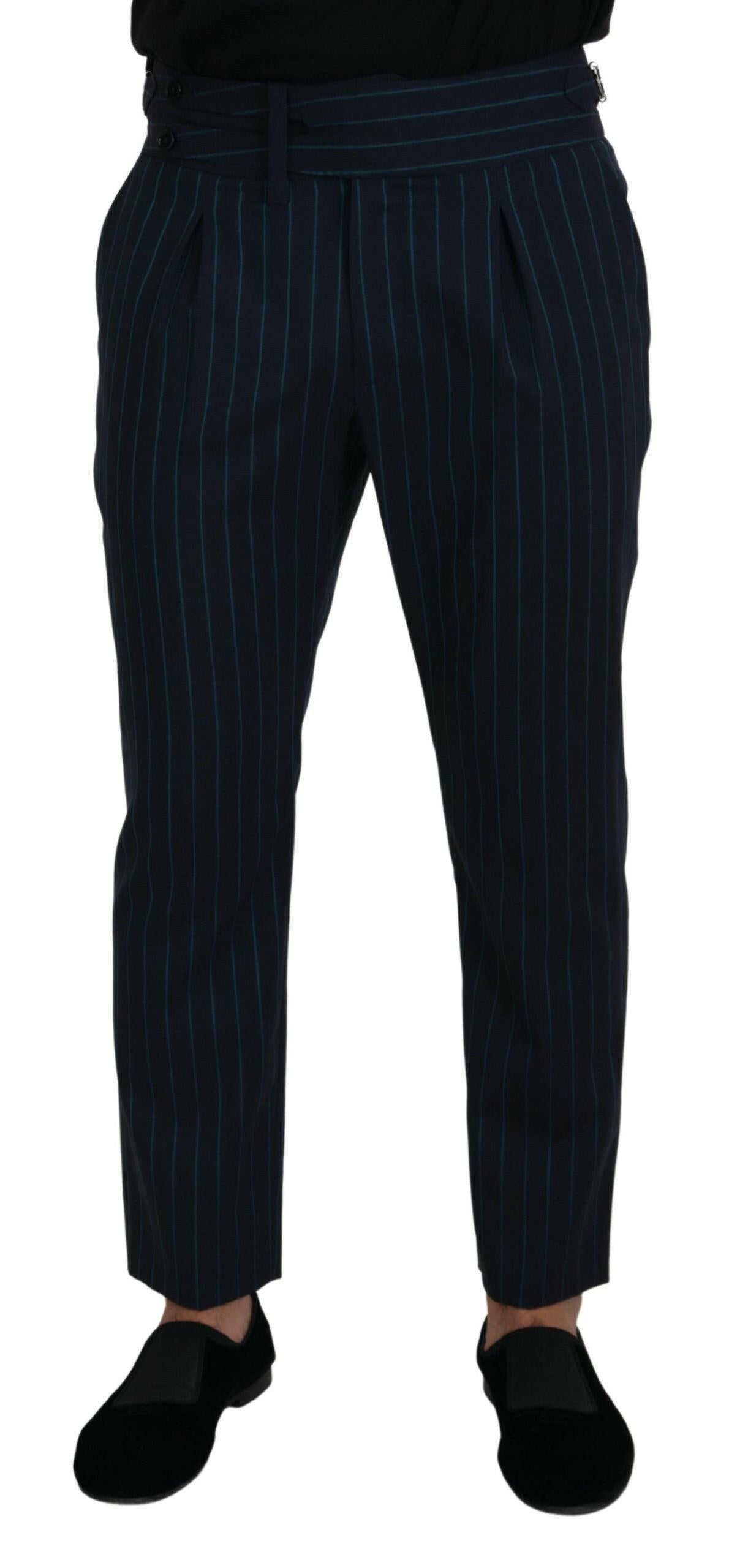 Dolce & Gabbana Blue Striped Men Formal Pants -   -  Dolce & Gabbana.
