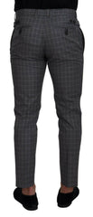 Dolce & Gabbana Grey Cotton Checkered Chino Pants -   -  Dolce & Gabbana.