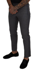 Dolce & Gabbana Grey Cotton Checkered Chino Pants -   -  Dolce & Gabbana.