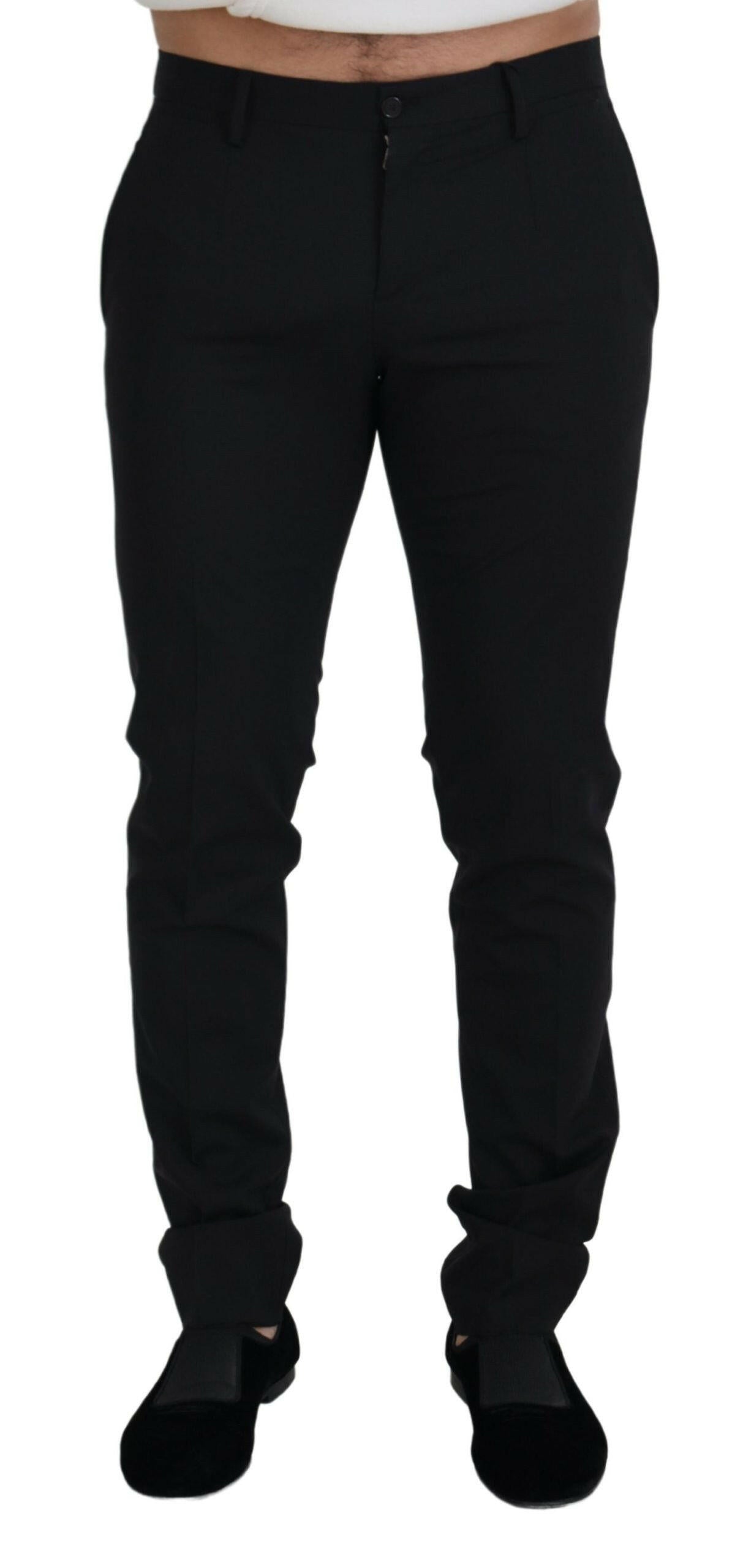 Dolce & Gabbana Black Wool Chino Formal Pants -   -  Dolce & Gabbana.