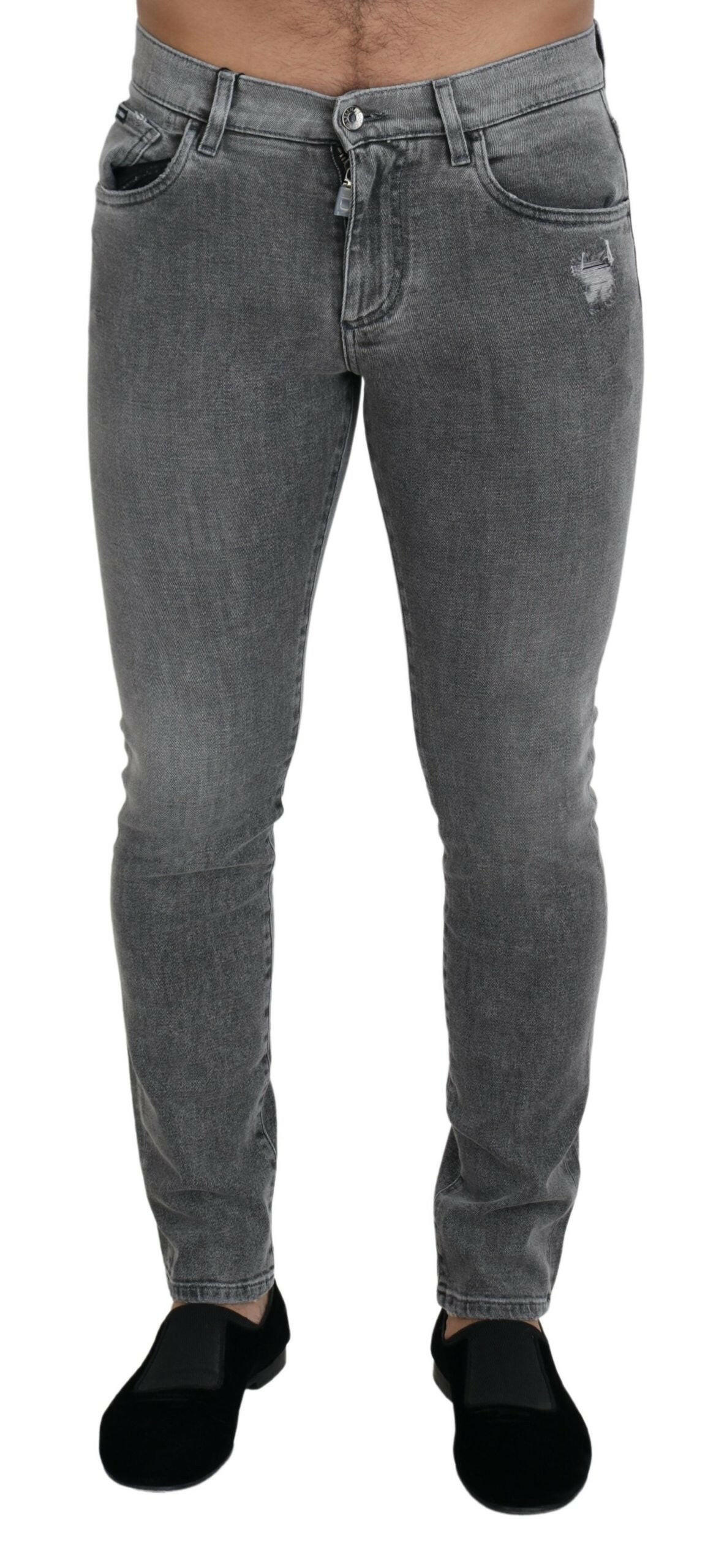 Dolce & Gabbana Grey Washed Cotton Skinny Denim Jeans -   -  Dolce & Gabbana.