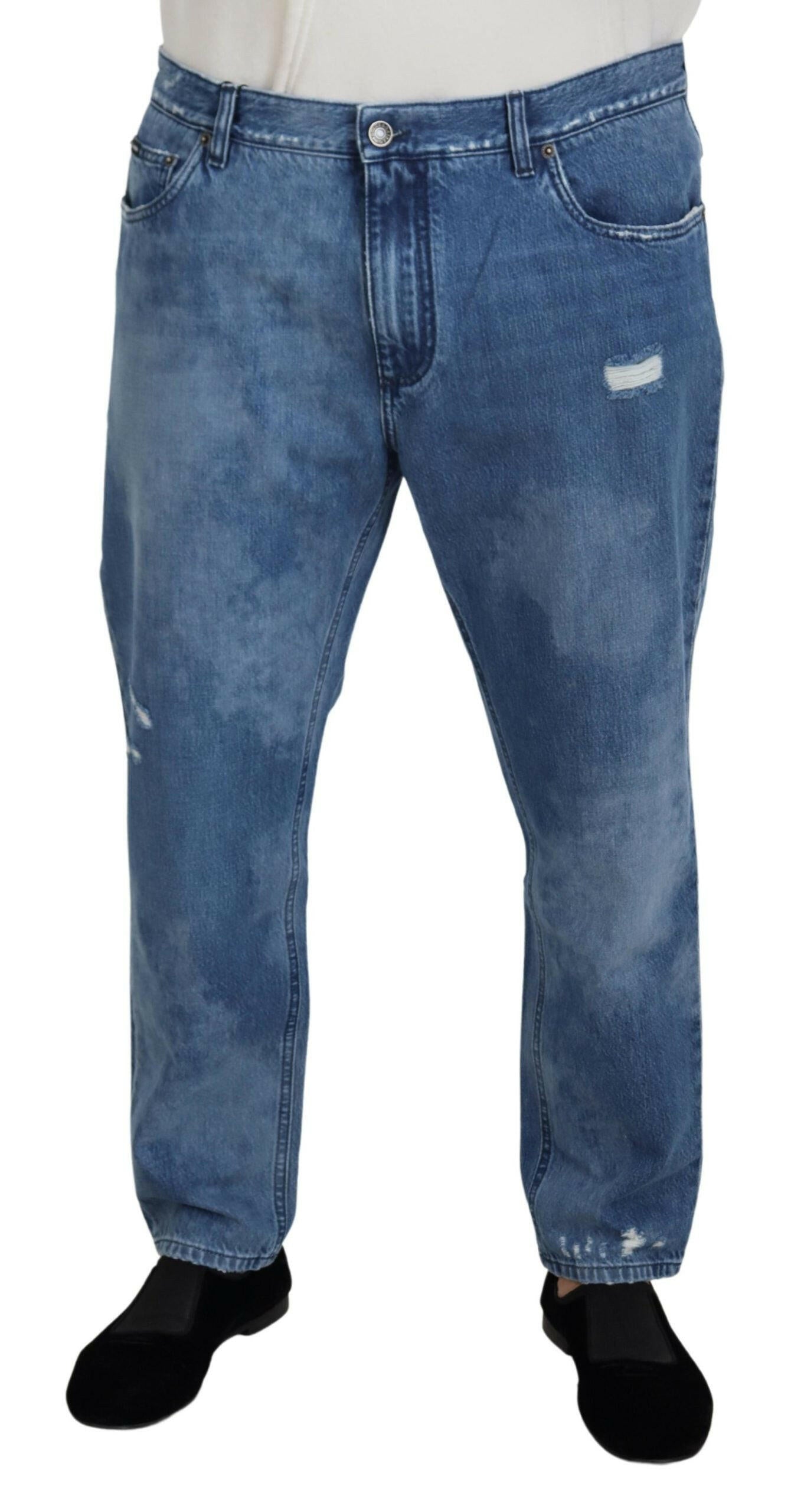 Dolce & Gabbana Blue Washed Cotton Casual Denim Jeans -   -  Dolce & Gabbana.
