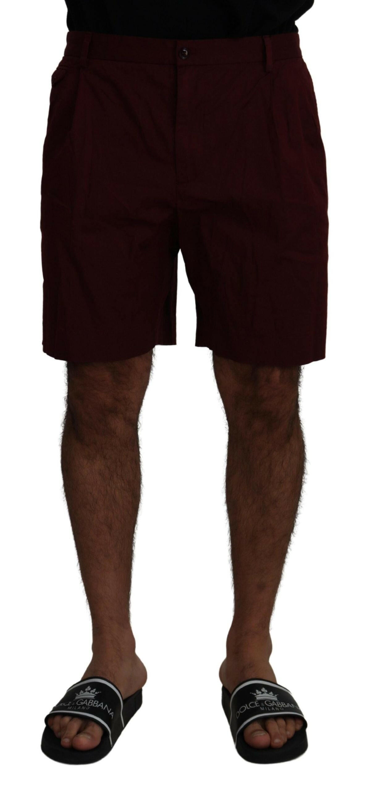 Dolce & Gabbana Maroon Cotton Bermuda Casual Shorts -   -  Dolce & Gabbana.