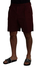 Dolce & Gabbana Maroon Cotton Bermuda Casual Shorts -   -  Dolce & Gabbana.