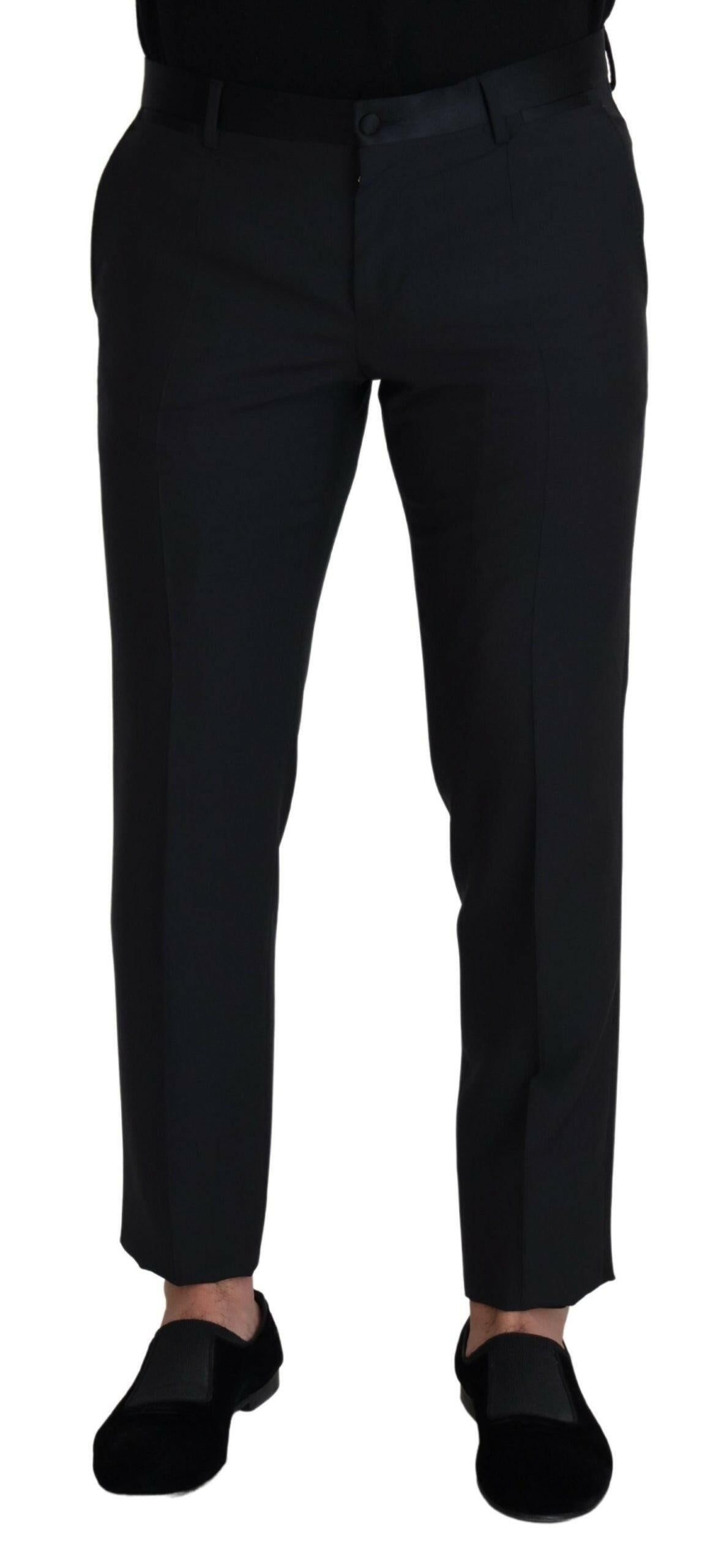 Dolce & Gabbana Black Wool Men Formal Pants -   -  Dolce & Gabbana.