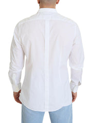 Dolce & Gabbana White Cotton Slim Fit Formal Dress GOLD Shirt -   -  Dolce & Gabbana.