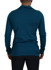 Dolce & Gabbana Blue Cotton Collared Slim Pullover Sweater -   -  Dolce & Gabbana.