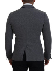 Dolce & Gabbana Gray Wool Roses Slim Fit Jacket Blazer -   -  Dolce & Gabbana.