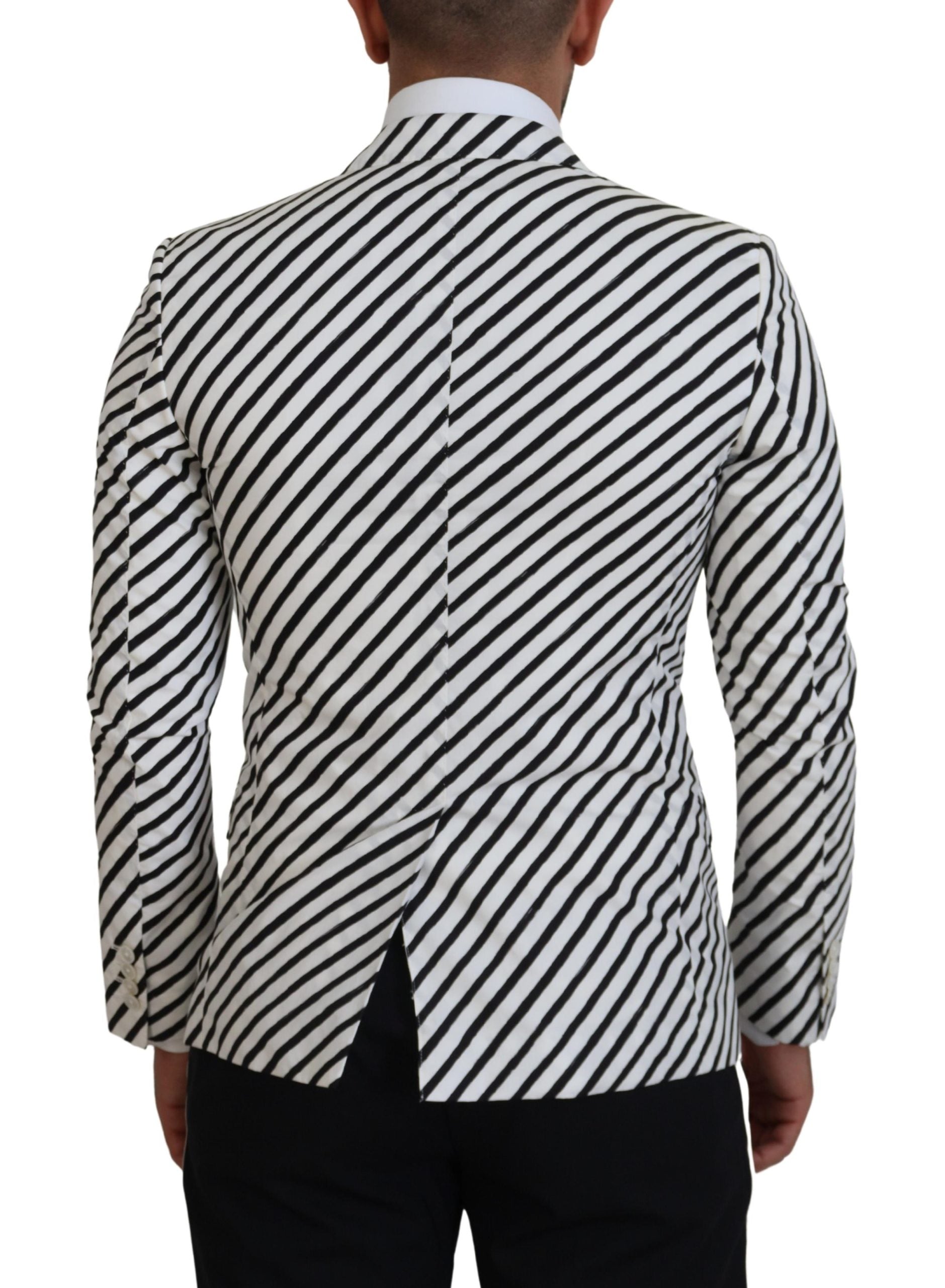 Dolce & Gabbana White Black Striped Slim Fit Jacket Blazer -   -  Dolce & Gabbana. Dolce & Gabbana White Black Striped Slim Fit Jacket Blazer -   -  Dolce & Gabbana.
