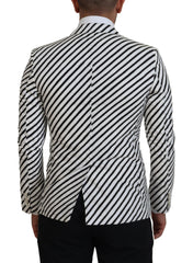 Dolce & Gabbana White Black Striped Slim Fit Jacket Blazer -   -  Dolce & Gabbana.