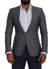 Dolce & Gabbana Gray Wool Silk Slim Fit Jacket Blazer -   -  Dolce & Gabbana.