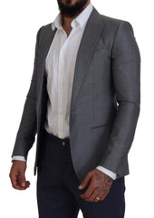 Dolce & Gabbana Gray Wool Silk Slim Fit Jacket Blazer -   -  Dolce & Gabbana.