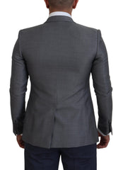 Dolce & Gabbana Gray Wool Silk Slim Fit Jacket Blazer -   -  Dolce & Gabbana.