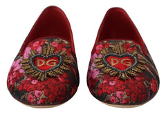 Dolce & Gabbana Multicolor Jacquard Sacred Heart Patch Slip On Shoes -   -  Dolce & Gabbana.