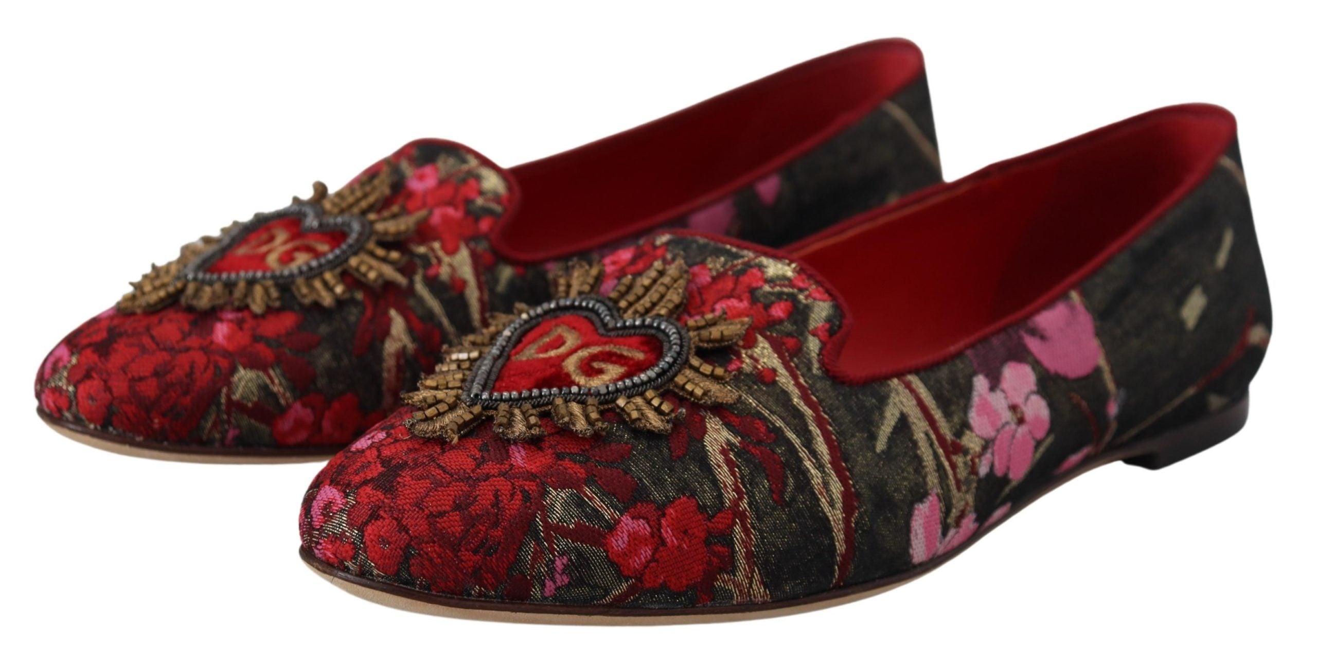 Dolce & Gabbana Multicolor Jacquard Sacred Heart Patch Slip On Shoes -   -  Dolce & Gabbana. Dolce & Gabbana Multicolor Jacquard Sacred Heart Patch Slip On Shoes -   -  Dolce & Gabbana.