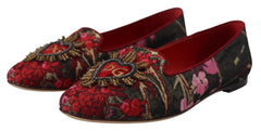 Dolce & Gabbana Multicolor Jacquard Sacred Heart Patch Slip On Shoes -   -  Dolce & Gabbana.