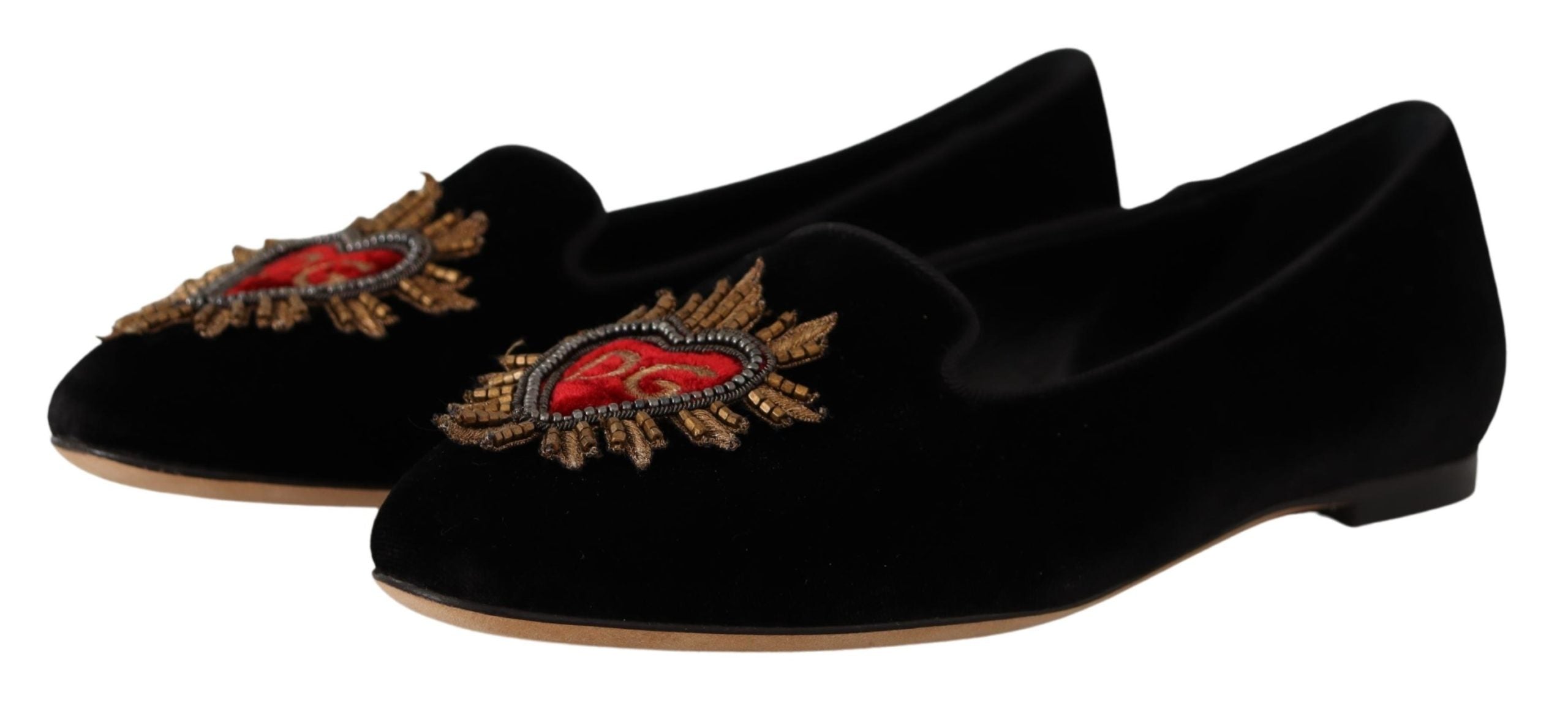 Dolce & Gabbana Black DG Sacred Heart Patch Slip On Flat Shoes -   -  Dolce & Gabbana. Dolce & Gabbana Black DG Sacred Heart Patch Slip On Flat Shoes -   -  Dolce & Gabbana.
